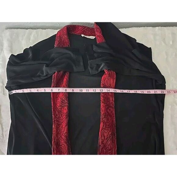 French Laundry Velvet Stretch Black Red Cami Cardigan Large Whimsigoth Vamp - Picture 6 of 8
